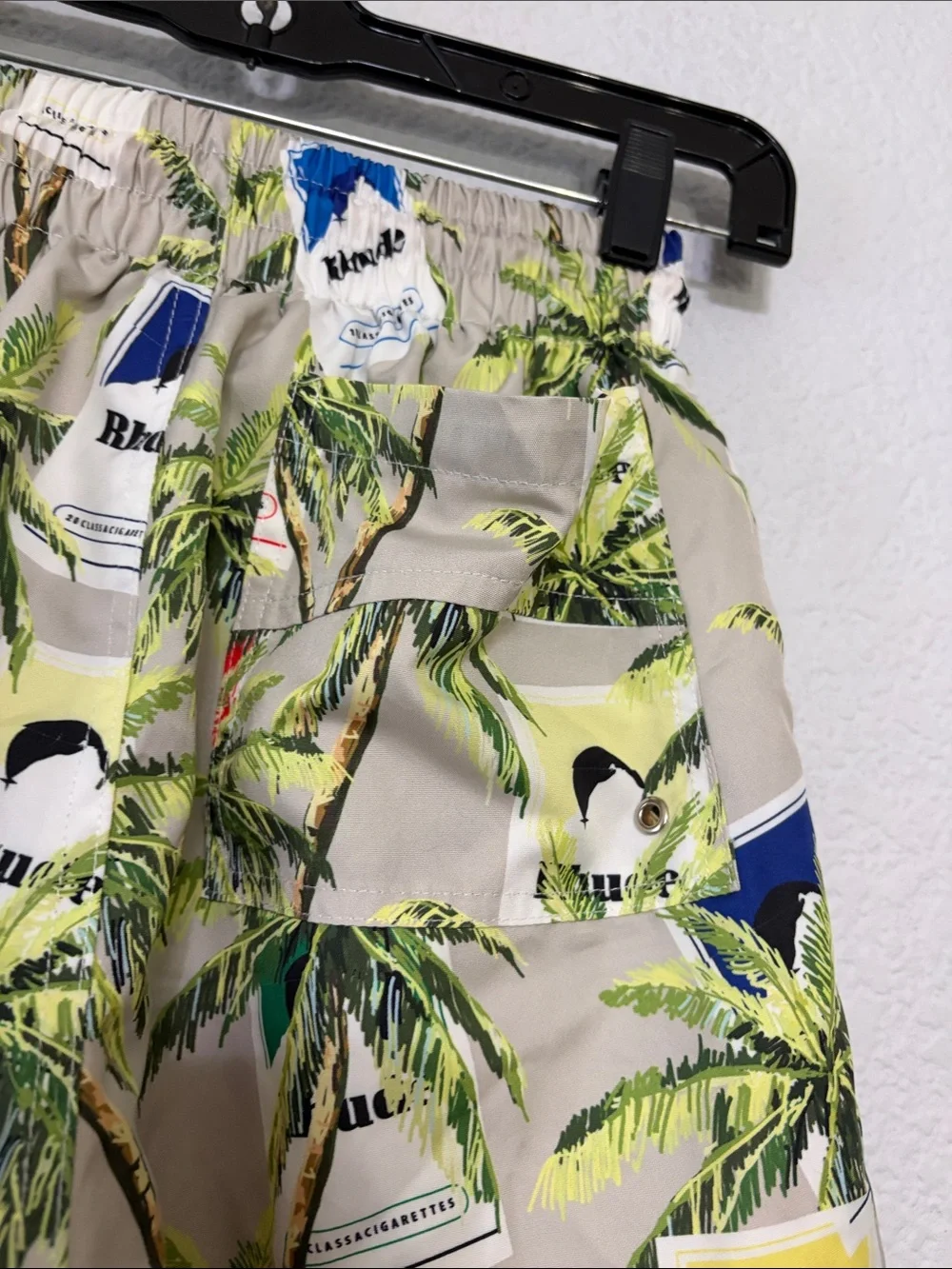 Rhude Cigarette Box Allover Print Swim Trunk Shorts